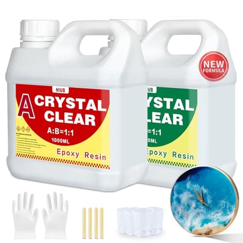 Résine époxy, 2000 ML, Transparente, avec durcisseur, résine et durcisseur, pour Un kit de résine Transparente et non Toxique, sans Bulles et Facile pour Les débutants, résine époxy à couler en