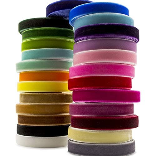 Summer-Ray Ruban en velours de 45,7 m (1,82 m x 25 couleurs) de 10 mm