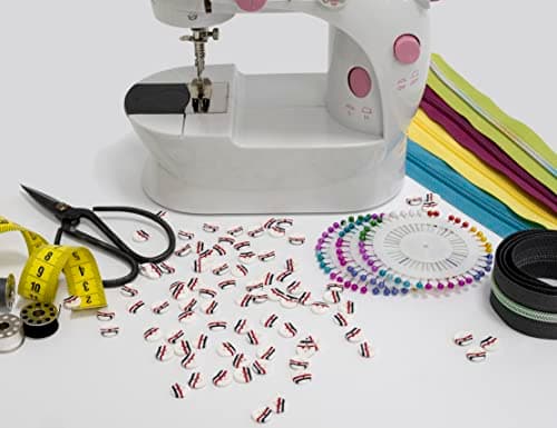 AERZETIX - C65668 - Lot de 10 Boutons à coudre ronds Ø10x2.7 mm à 4 trous 16L L16 - couleur: blanc/noir/rouge - en plastique - ouverture 1.5 mm - loisir créatif mercerie couture vêtements décoration