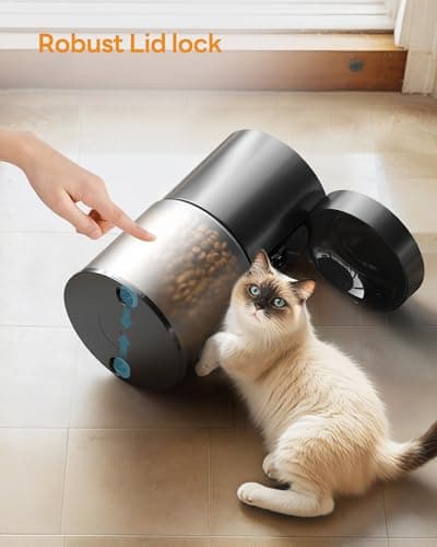Distributeur Croquettes Chat Automatique: Gamelle pour Chiens avec Minuterie Programmable - 1-6 Repas par Jour avec Appuyez sur Le Couvercle et Fonction D'Enregistrement 10s - 4L Noir