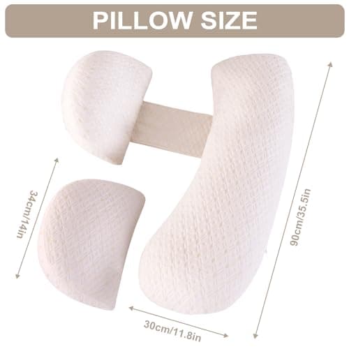 Coussin de Grossesse pour Dormir, Coussin d'Allaitement, Coton Oreiller de Grossesse de Soutien du Corps pour Maintenir Votre Dos, Ventre, Coussin de maternité avec Housse Amovible(Blanc & Grand)