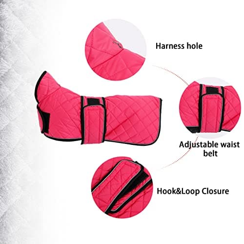 Geyecete-Manteau Chaud imperméable pour Teckel, Manteau d'hiver pour Chien avec Doublure en Polaire Chaude et Bandes réglables,l'hiver Veste pour Petit et Moyen Chien-Rose-S