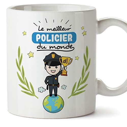 Mugffins Policier Tasses Originales de café et Petit-déjeuner à Donner Travailleurs Professionnels - Meilleur Policier du Monde - Céramique 350 ML