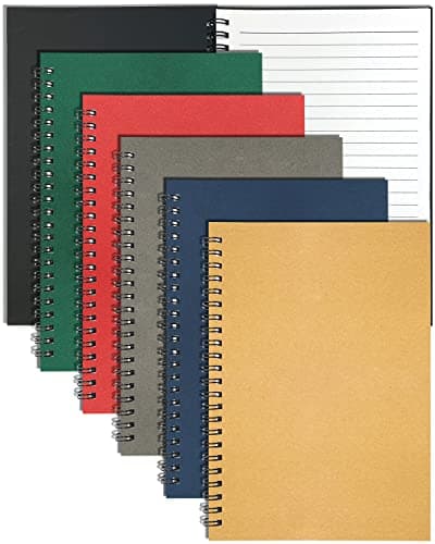 Lot de 6 Cahier Spirale A5, 21x14,5cm 60 Feuilles Lignée Couverture Kraft Colorée Vierge Carnet Spirale A5 Carnet de Notes pour Femmes Adolescentes En écrivant Prendre des Notes École Bureaule Cadeau