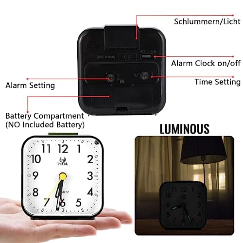 Miiepls Analogique Silencieux sans Tic-Tac,Petite Réveil De Voyage Lumineux Idéal pour Famille/Bureau