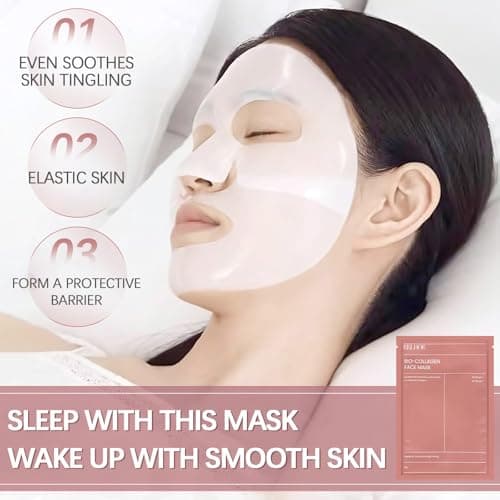 4 Pcs Bio-Collagen Real Deep Mask, Masque Collagene Korean, Anti-âge Mask Collagen, Collagène Masque Soluble, Masque Hydratant Visage pour les Peaux Sèches Ternes