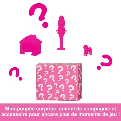 Barbie Coffrets Maison de Poupée Mini-BarbieLand, comprenant la Maison de Rêve de Barbie en petit format, une poupée Barbie surprise de 3,8 cm, du mobilier, des accessoires, 4 ans +, HYF46