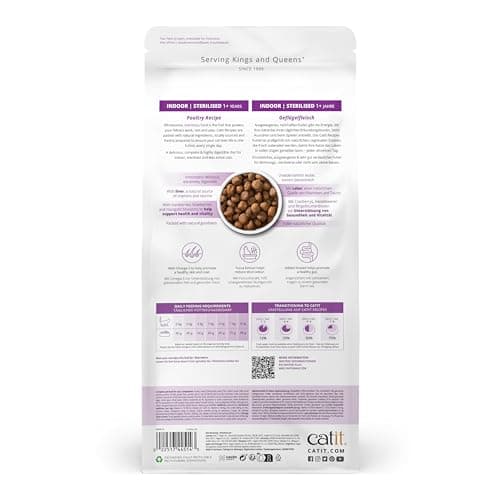 Catit Recettes Croquettes pour Chats, à la Volaille, pour Chats Adultes Vivant à la Maison, Stérilisés ou Peu Actifs, Aliment Complet, 2 kg, Aide à Réduire la Mauvaise Odeur des Selles