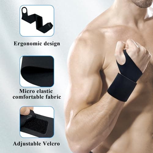 Attelle de Poignet Sport, 2 Pièces Protège Poignet, Bandage Poignet, Support de Poignet, Attelle de Soutien de Poignet, Sangles de Compression de Poignet pour le Fitness I'haltérophilie La Tendinite