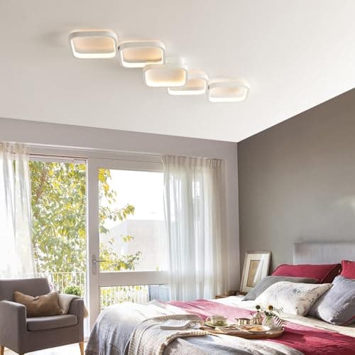 Plafonnier LED Dimmable avec Télécommande - Lampe de Plafond Rectangulaire 92 cm, 45W, Blanc 3000K-6000K - Luminosité Réglable, Luminaire Plafonnier Applicable à Salon, Chambre, Cuisine, Salon, Balcon