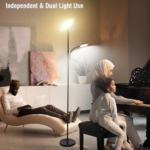 LED Lampadaire, 44W 4500LM Super Lumineux Lampadaire sur Pied Salon, Dimmable 2700K-6500K Lecture Lampadaires avec Télécommande et Contrôle Tactile, Lampadaire Haut pour Salon Chambre Bureau