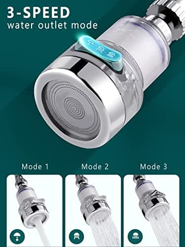 Acdolf Filtre à Eau du Robinet, Filtre à Robinet Rotatif à 360°, Purificateur d'eau de Robinet de Cuisine et Salle de Bains, 3 Modes de Fonctionnement