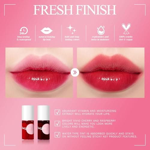 bayfree Lip Tint Stain Set,Encre à Lèvres Mate,Mini Rouge à Lèvres Liquide,Longue Tenue,Teinture des Lèvres for Les Lèvres et Joues (Made into Jam)