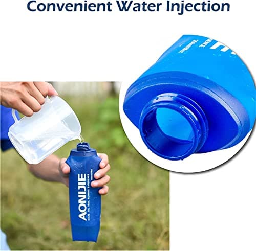 AONIJIE 2 pièces pliable TPU Flacon souple de bouteille d'hydratation d'eau de sport en plein air Pour la course à pied Camping randonnée vélo (500ml-2pcs)