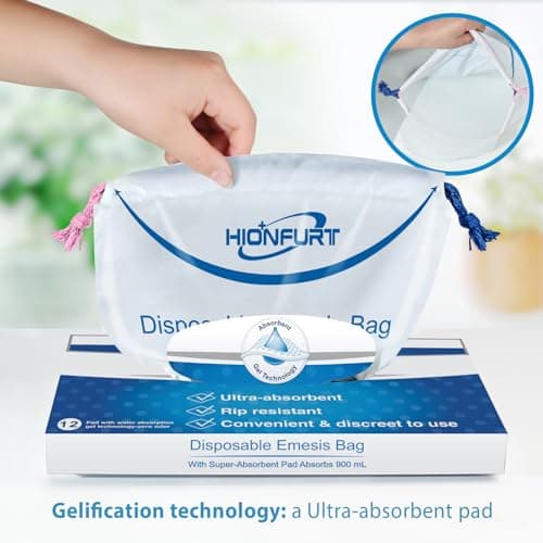 Hionfurt Absorbants Sacs à vomi Zéro Odeur, 26 packs Transforme Le Vomi en Gel,sac a vomi, Sacs Nausées Portables de 900 ml Pour le Mal de Transport,sac vomissement voiture