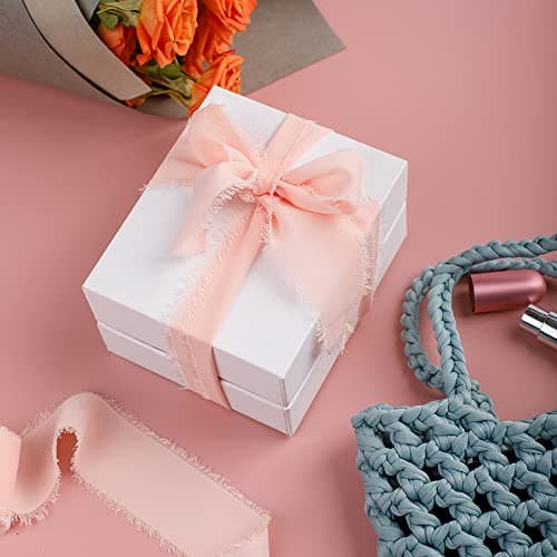 AIFUDA Lot de 8 rouleaux de ruban en mousseline de soie fait à la main pour bouquets, décoration, invitations de mariage - 8 couleurs - 3,8 cm x 2,9 m