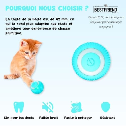 Jeux pour Chat | Jouet Chat Interactif | Jouet Chat Qui Bouge Seul | Balle pour Chat Qui Roule Toute Seule | Jouet Chat Intérieur | Balle Interactive Chat | Jeu Chat Autonome | Balle Chat Automatique