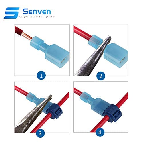 Senven 60Pcs (30 paires) Terminal de ligne t-Tap avancé, connecteur câble connecteur rapide auto-exfoliant et kit connecteur terminal mâle entièrement isolé - Bleu 60pcs