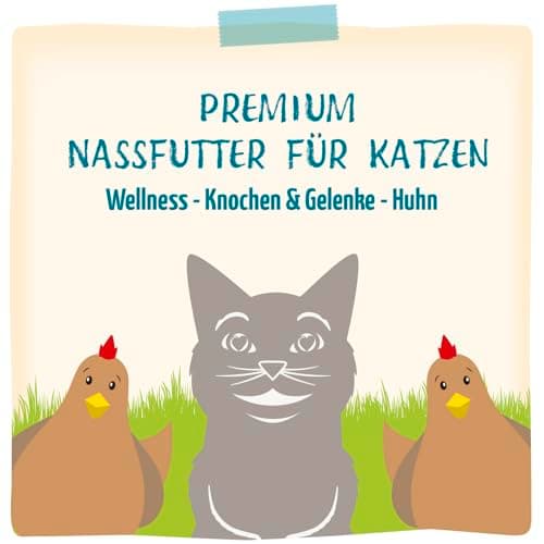 MjAMjAM - Premium Nourriture humide pour chats - Bien-être - Os & Articulations - Poulet, paquet de 12 (12 x 125g), sans céréales