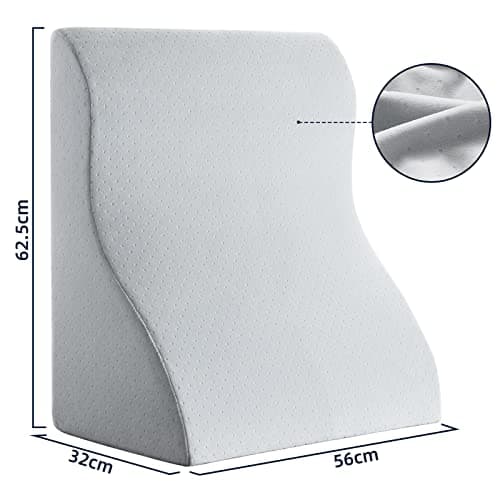 NOFFA Coussin de Lecture en Mousse à Mémoire de Forme pour Lit Oreiller Cale Dos Coussin à Coin Triangle est Idéal pour Soutenir Le Dos Lorsque Vous Détendez, Regardez la Télévision - Largeur Accrue