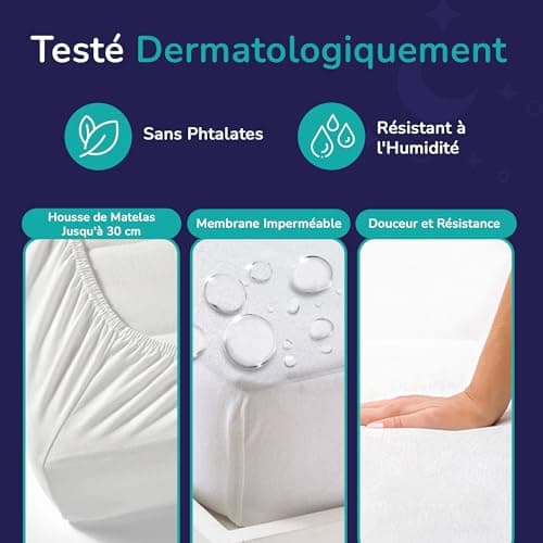 ZenPur protège-Matelas 80 x 200 cm, Lot de 2 - Fabriqué dans l'UE - Certifié Oeko-Tex Standard 100 - en Coton - Imperméable et Durable - Protection et Confort en Un
