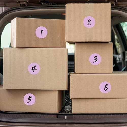 YIKIADA Lot de 500 étiquettes thermiques à pois violets en vinyle 76 mm Autocollant d'adresse Étanche Pour logo, code-barres QR Code Inventaire