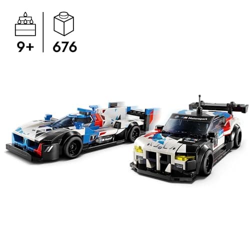 LEGO Speed Champions Voitures de Course BMW M4 GT3 et BMW M Hybrid V8, Véhicules Jouet pour Enfants, 2 Modèles à Construire, 2 Figurines de Pilotes, Idée Cadeau pour Garçons et Filles Dès 9 Ans 76922