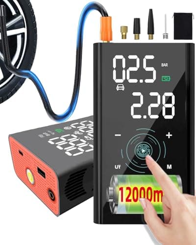 yanace 4X Rapide Compresseur à Air Portatif - Batterie Rechargeable 12000mAh, 150PSI Mini Gonfleur Pneus Voiture sans Fil, Pompe a Velo Electrique pour Auto, SUV, Trotinette, Moto et Football