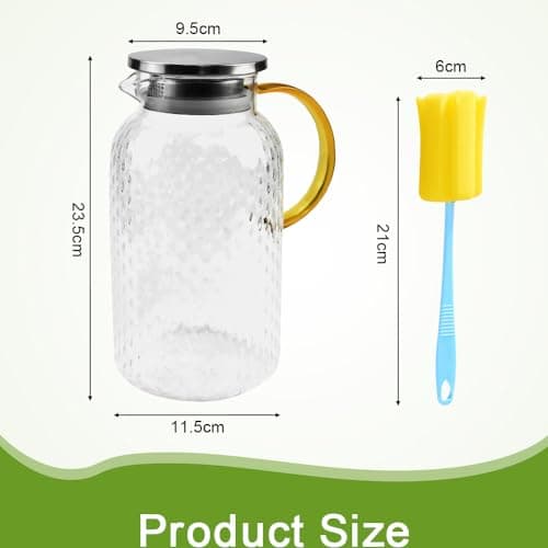 SLTAXAR Théière en Verre 1.8L Résistance à Température -20°C-150°C Théière Originale Théière en Verre Borosilicate Théière Transparente en Verre Théière Marocaine Transparente en Verre Ambre
