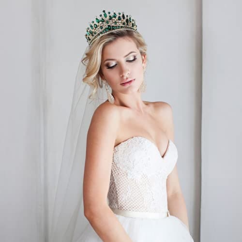 URFEDA Tiara Cristal Couronne, Couronne De Mariée Strass, Couronne De Princesse Femme, Adult Cheveux Accessoires Vintage Cadeau pour Mariage, Dîters, FêTes, Cérémonies, Cadeau d'anniversaire, Argent