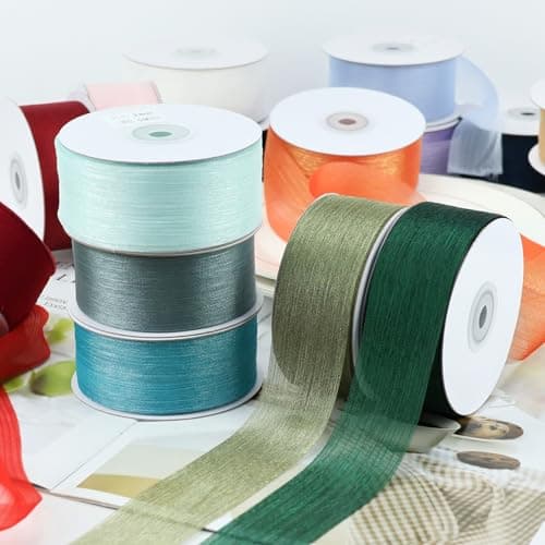CHUQING Ruban cadeau en mousseline de soie rouge foncé - 3,8 cm de large - Ruban en mousseline de soie pour fleurs et décoration artisanale - Rouleau de 25 yards - Bordeaux
