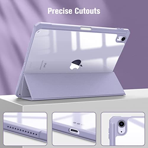 FINTIE Coque pour iPad Air 11 Pouces M3/M2 (2025/2024), iPad Air 5/4 10.9 Pouces (2022/2020) - [Rangement de Stylet] Housse Transparente Claire Etui Antichoc Veille/Réveil Auto, Lilas