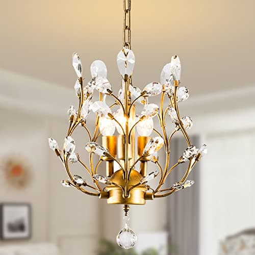 Ganeed lustres en cristal K9 pendentif en cristal lustre luminaires plafonnier pour salon chambre restaurant couloir or 3 lumières