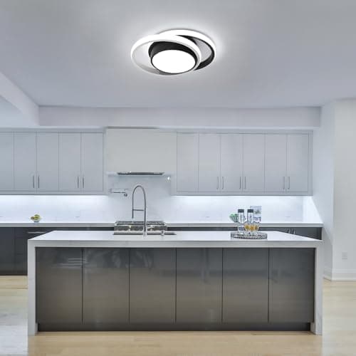 Comely Plafonnier LED, Rond Lampe de Plafond 32W, Moderne Luminaire Plafonnier pour Couloir Coucher Salle de Bains Cuisine Salon, Blanc Froid 6500K, Longueur 28cm, Nero