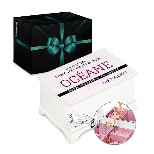 Maverton Boîte à Musique avec personnalisation pour elle - Boîte à Bijoux Musicale décorative pour bébé - rangement bijoux pour fille - amie - pour anniversaire - Noël - Pas touche