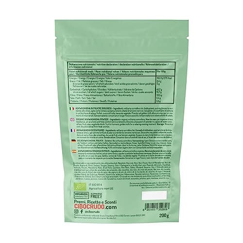 Ashwagandha Bio Poudre - 200g. Appelé Ginseng Indien Withania Somnifera ou Cerise d'Hiver. Racine d'Ashwaganda en Poudre. Ayurveda Naturel sans Additifs Riches en Fibres Même pour les Tisanes.