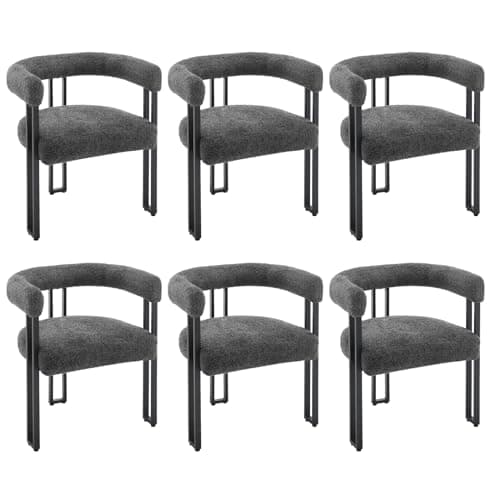 WOLTU Lot de 6 Chaises de Salle à Manger, Chaise Cuisine en Chenille, Chaise Salon avec Pieds en Métal, Fauteuil Chambre, Siège Rembourré, Chaise Moderne, Gris Foncé, EZS25dgr-6