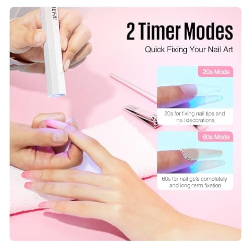 MEFA Lampe Uv Ongles Gel, 3W Lampe Uv Ongles Gel Pose Americaine avec 2 Minuteries, USB Rechargeable, Lampe Uv Sèche Ongles pour Vernis Semi Permanent, Polygel Durcissement Rapide pour Femme Nail Art