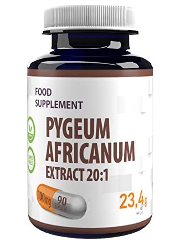 Pygeum Africanum 20000mg Equivalent (100mg d'extrait 20:1) 90 Capsules végétaliennes, Haute résistance, standardisé à 13% de phytostérols, High Strength, Sans Gluten, Sans OGM