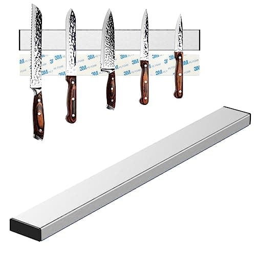 Nutabevr 30cm Porte Couteaux Aimanté, Magnétique pour Couteaux en Acier Inoxydable, Porte-couteau magnétique pouvant être installé sans perçage, pour couteaux de cuisine, couteaux à fruits, ciseaux
