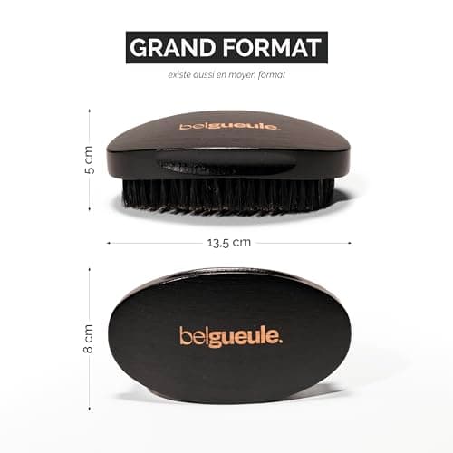 Belgueule Brosse à barbe grand format soin homme- entretien la barbe et stimule la pousse- accessoire naturel pour homme, poils de sanglier et bois de hêtre
