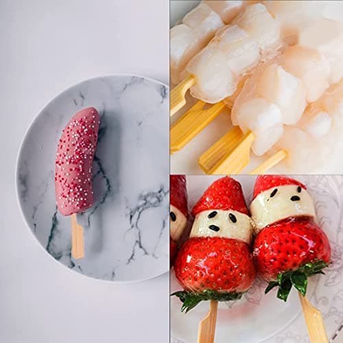 VIVIIHOO 100 bâtonnets d'amuse-Bouche brochettes de Bambou brochettes de Bambou grillades collations de Fruits bâtonnets de Dessert (15 cm)