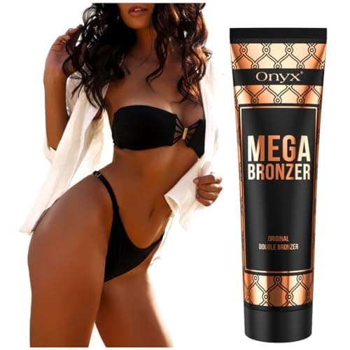 Onyx Mega Bronzer Solarium Cream - Crème bronzante blanche avec poudre bronzante - Crème bronzante pour un bronzage foncé sans stries, taches ou tons orange