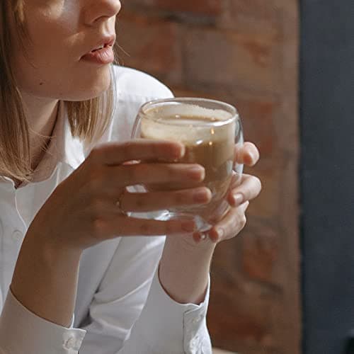 Cieex Ensemble Verre Double Paroi de 250ml 4pcs Tasse à Café Double Paroi pour Cappuccino Latte Macchiato Lait et Thé
