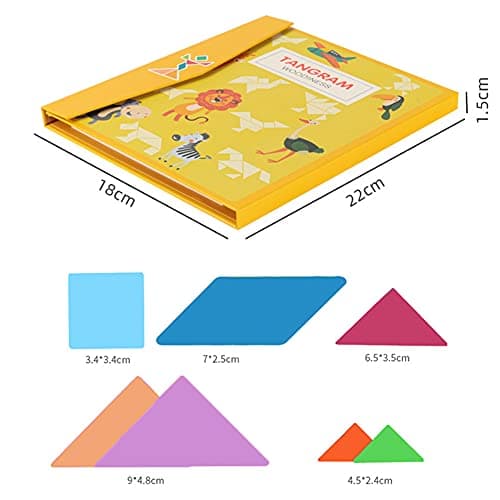 Puzzle De Jeux De Voyage,Puzzle De Jeu Tangram,Tangram en Bois magnétique Apprentissage des Formes et Couleurs,Jeu Éducatif De Construction Et d'Imagination Cadeau Cadeau de Noël Anniversaire