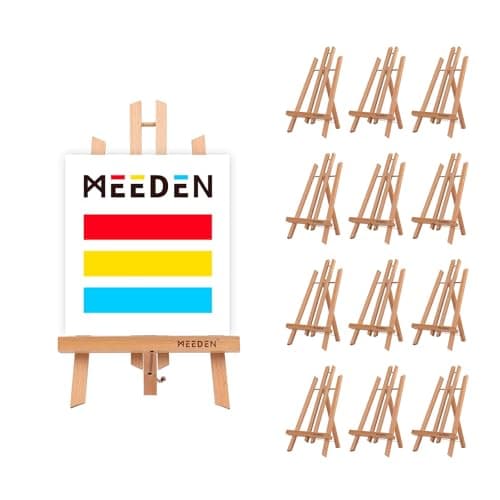 MEEDEN 12PCS 40cm Chevalet de Table, Chevalet Peinture en Hêtre Bois, Affichage de Chevalet Pour Enfant, Adulte, Artiste, Garder la toile en dessous de 35 cm