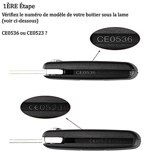 OGGIPRO 2 Boutons Coque Clé Compatible CE0523 clé à Rabat Pliable pour Peugeot 207 307 308 407 408 3008 5008 Citroen C2 C3 C4 C5 C6 C8 (2 Boutons, CE0523)