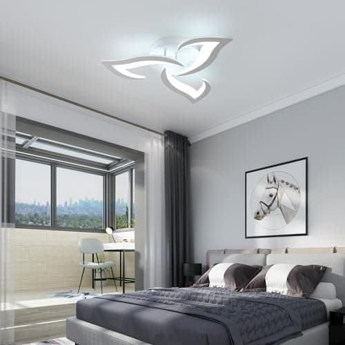 Comely Plafonnier LED, Luminaire Plafonnier 58cm 36W, Lustre Salon Moderne, Lampe de Plafond de Pétale pour Salon Chambre Cuisine Salle à Manger, Lumière Blanche Froide 6500K, Blanc