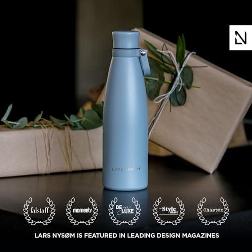 LARS NYSØM Gourde INOX 1000ml | 1L Bouteille d’eau isolée | Gourde étanche pour Le Sport, la Bicyclette, Les Enfants (Sage Green, 1000ml)