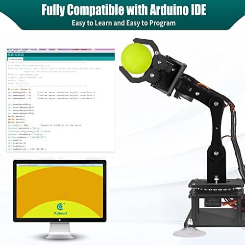 Adeept Kit de Bras robotique 5-DOF Compatible avec Arduino IDE | Kit de Robot à Monter soi-même | Kit de Bras de Robot Vapeur avec écran OLED | Code de Traitement et tutoriel PDF